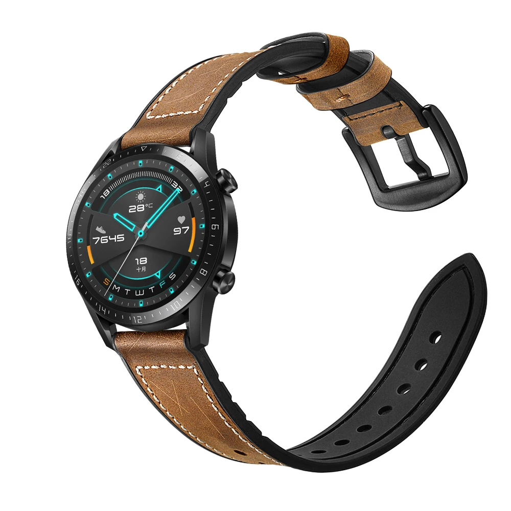 Ремешок Huawei watch GT 2 2e Pro для Gear S3 Frontier 46 мм кожаный браслет Samsung Galaxy 3 45 мм/46 GT2 GT2e 22