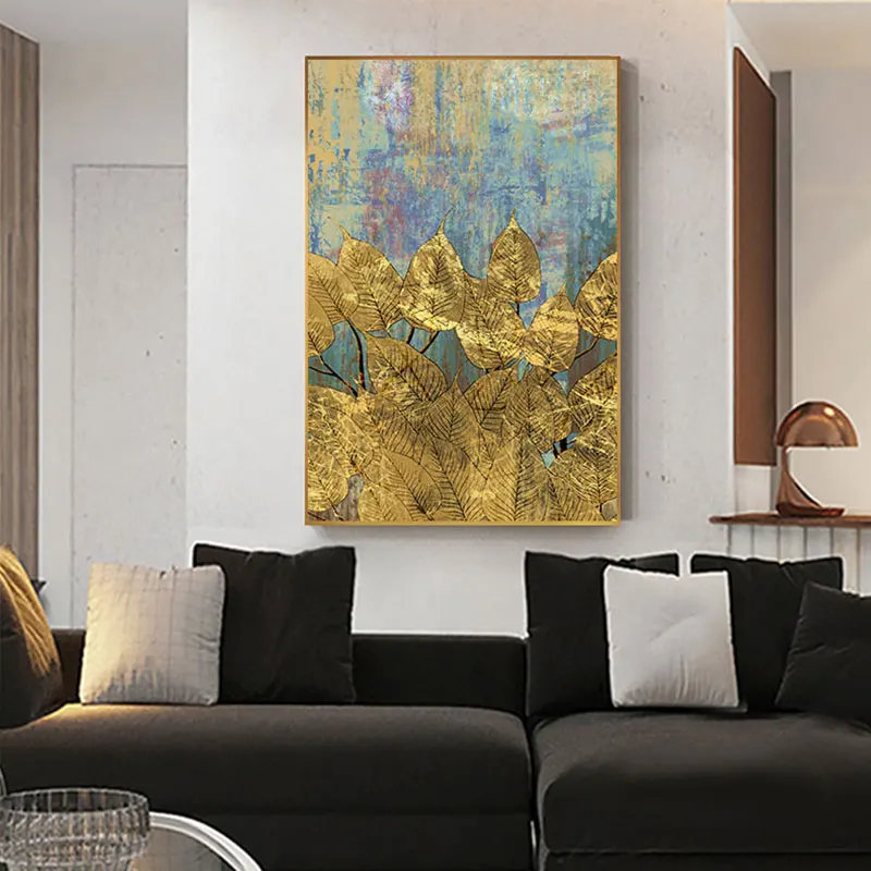 

Painting Wall Art Nordic Style Print Canvas Gold Abstract Leaf Home Decor Picture Watercolor Creative Living Room Modular Poster
