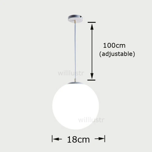 diameter 18cm Подвеска в виде стеклянного шара, светильник, отель, офис, ресторан, кафе, спальня, столовая, молочно-белый шар, круглый подвесной светильник s - Цвет корпуса: diameter 18cm