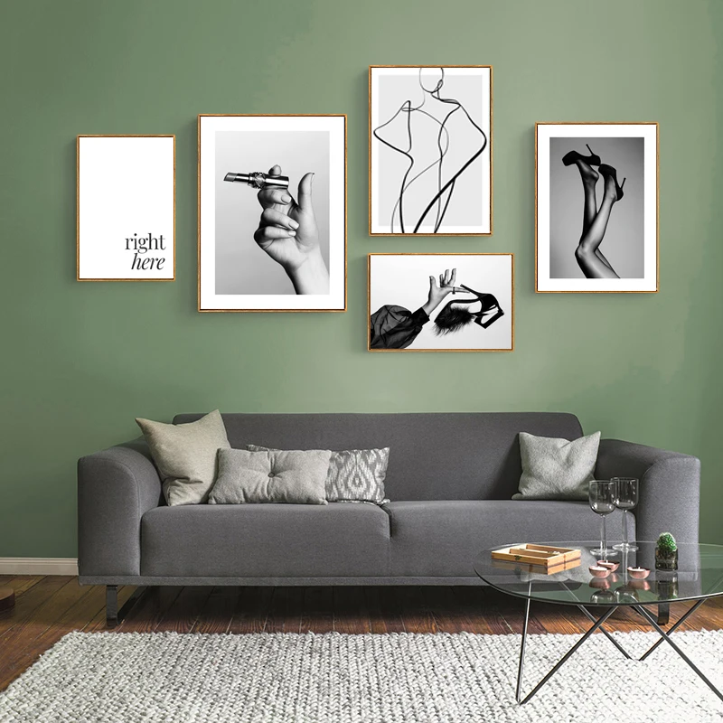 

Fashion Poster Sexy High Heels Art Desert Print Canvas Painting Abstract Character Line Drawing Wall Pictures Girls Room Decor