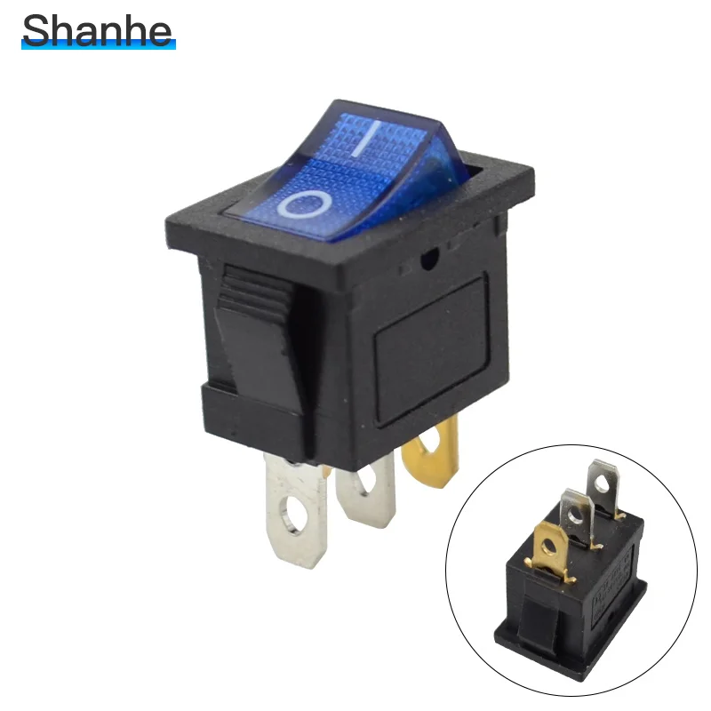 5 шт. Mini 3 Pin приборной панели вкл/выкл Водонепроницаемый перекидной переключатель с подсветкой Spst с светильник - Цвет: Синий