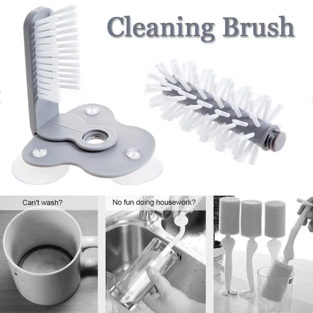 

Creative Suction Wall Lazy Cup Brush Glass Cleaning Brush Kitchen Rotating Cup Tea Cup Brush Cleaning Brush Cleaning Supplies
