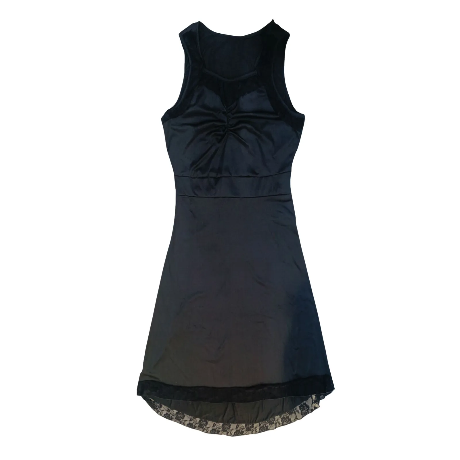 

Plus Size Loose Dress For Women Summer Sexy Round Neck Lace Stitching Irregular Hem Solid Color Vest Dress Female Party Dress