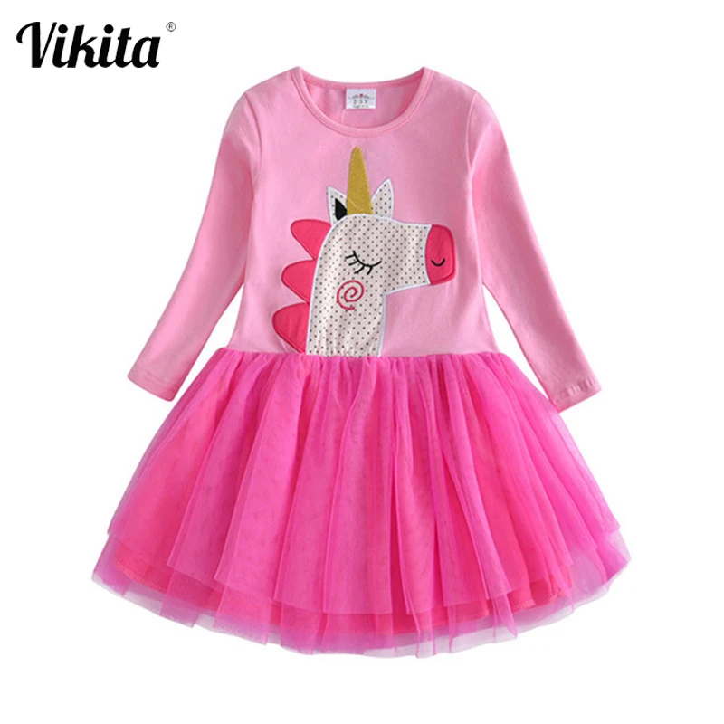 VIKITA 2018 Брендовое платье для девочек Vestidos принцессы с рисунком животных Одежда