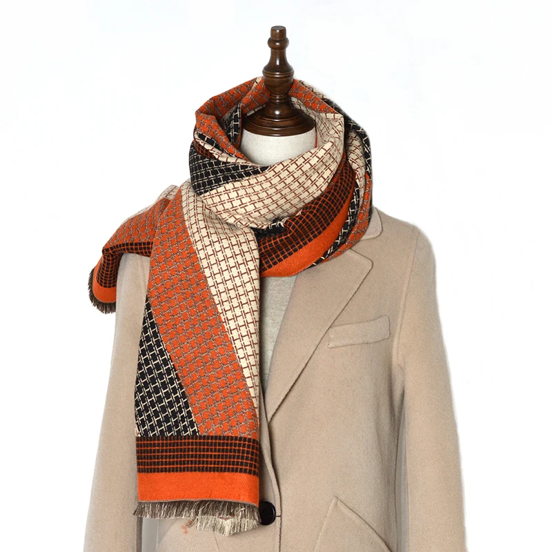 

Роскошный брендовый кашемировый шарф с двумя буквами, шаль, женская зимняя теплая шаль, плащ, утепленное одеяло, шарф с кисточками, празднич...