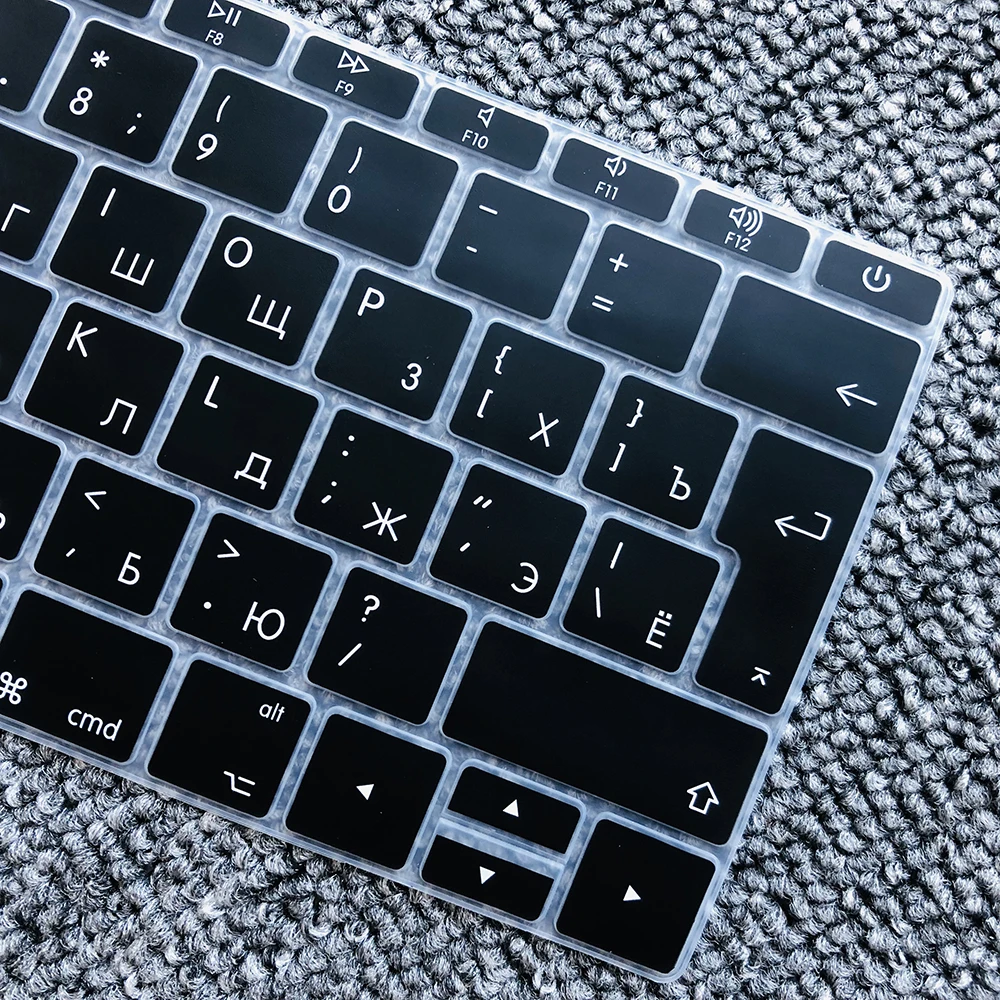 Русская крышка клавиатуры Мягкий силикон для Macbook 1" A1534 A1931 retina для Pro 13" не с сенсорной панелью A1708 A1988 ЕС введите ключ