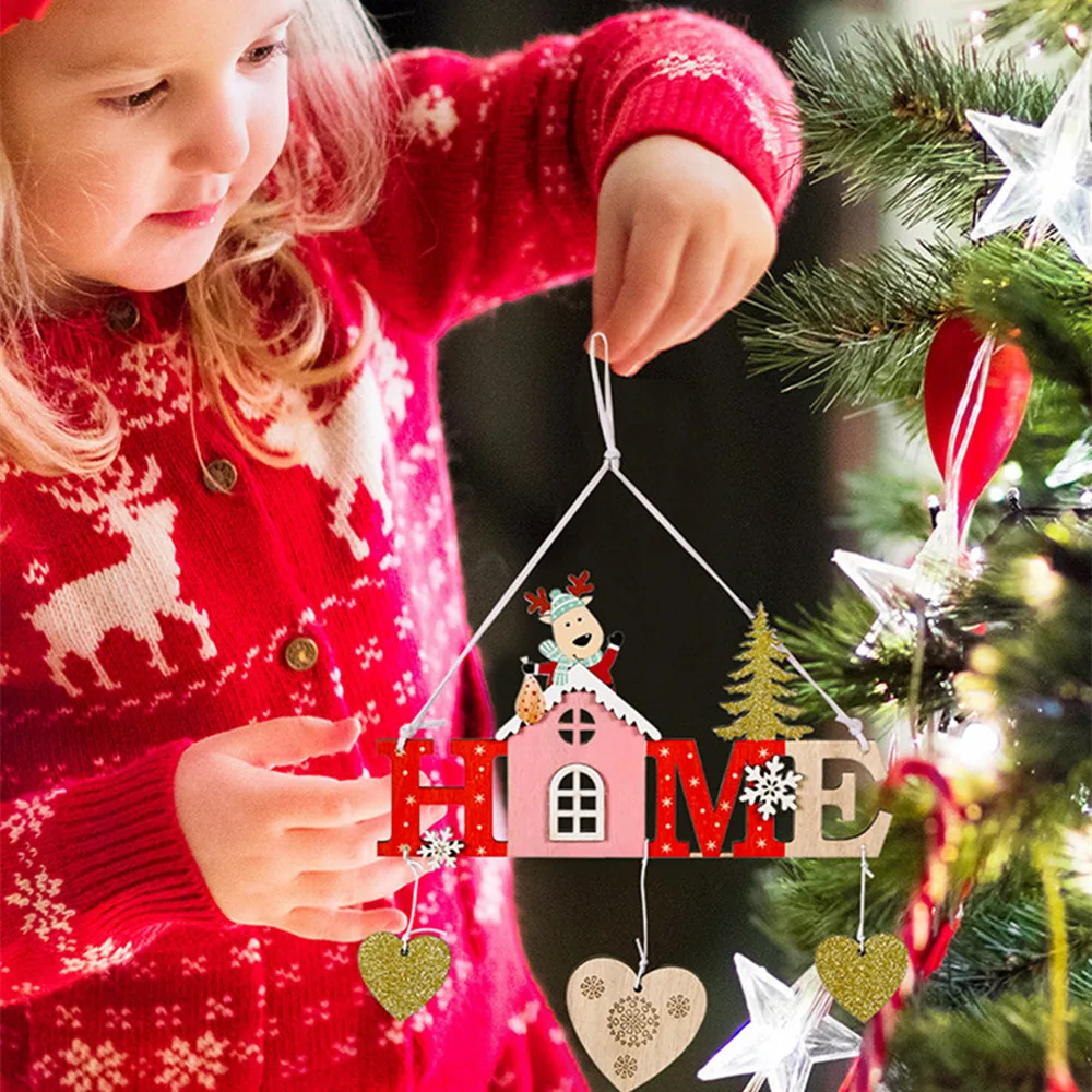 

New Year Naviidad Door Pendants Wooden Christmas Door Hanging Oranments Wall Xmas Decor Christmas Decoration for Home 2022