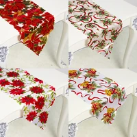table runner christmas home decoration 2021 red printed polyester tablecloth for table new years tablecloth 35180cm 1pc