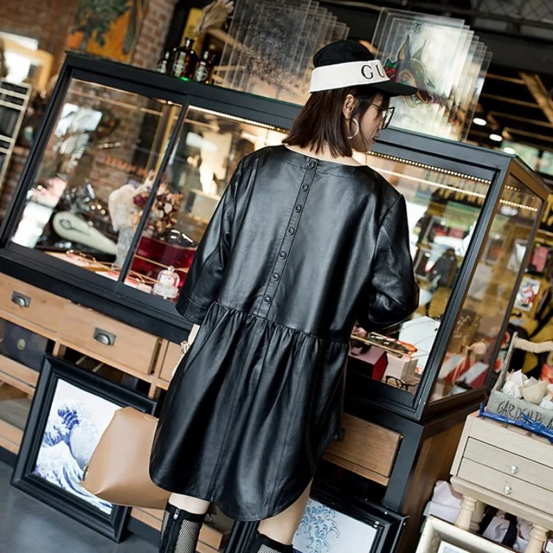 Женская Асимметричная накидка из овечьей кожи однобортный пуловер в стиле рок