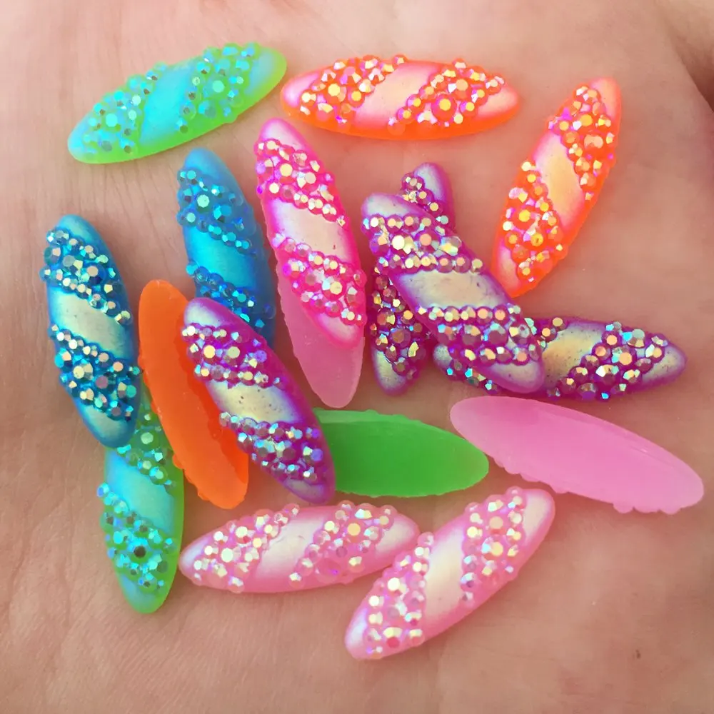 

30pcs 7*21mm AB Resin Candy Color Cylindrical Flatback Rhinestone Scrapbook DIY Ornaments Applique Crafts SF032