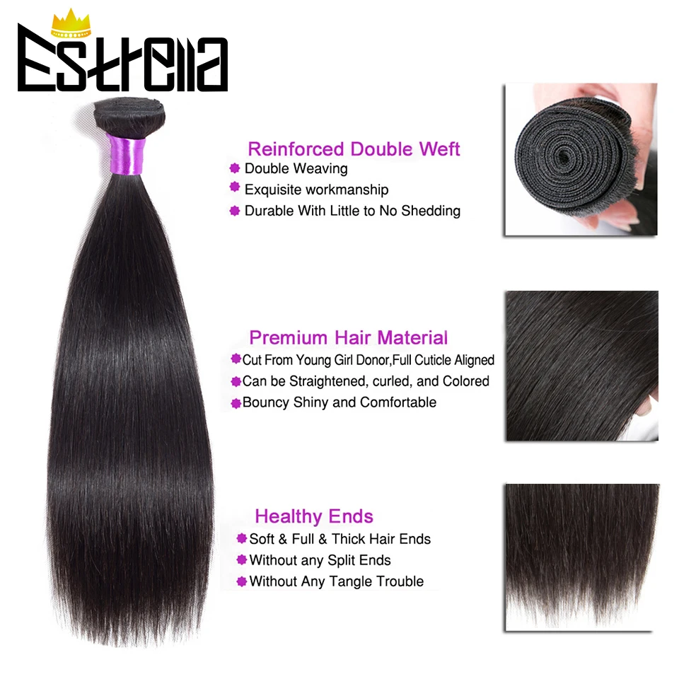 Пупряди волос ESTRELLA человеческие волосы полностью прямые шелковистые плетеные
