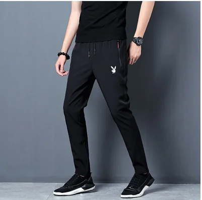 

New Men's Ice Silk Pants Men's Spring and Summer Korean Slim Casual Stretch Pants Men's Sports Pants Cropped Pants WTP0038