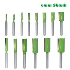 Фреза по дереву с хвостовиком 6 мм, прямая насадка из карбида вольфрама, с одной двойной канавкой, для деревообработки, 1 шт.