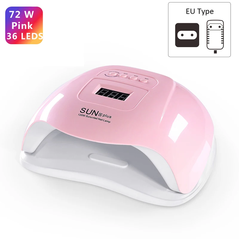 72W Pink EU 72 Вт УФ-лампа для сушки ногтей 36 светодиодов УФ-лампа для ногтей Dryer10s/30 s/60 s EU/US PLUG лампа для отверждения гель-лака инструмент для сушки ногтей - Цвет: 72W Pink EU