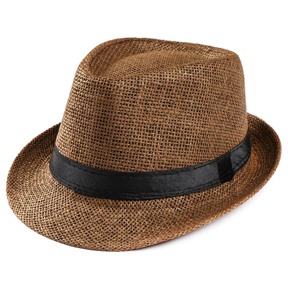 Hot Unisex Women Men Fashion Summer Casual Trendy Beach Sun Straw Panama Jazz Hat Cowboy Fedora Gangster Cap Trilby | Аксессуары для