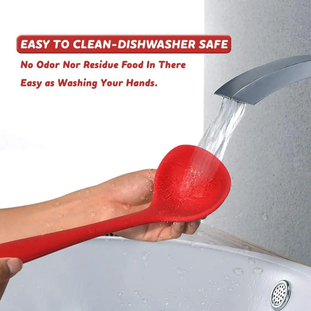 

WALFOS Non Stick Resistant Heat FDA Spoon Silicone Cooking Ladle Kitchen Soup Ladle