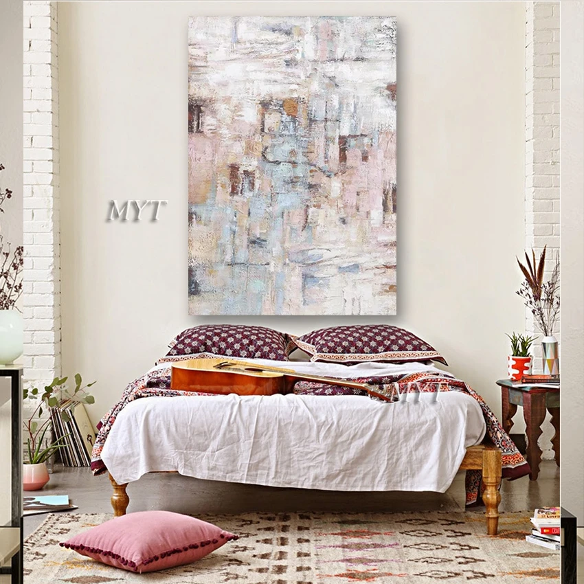 Абстрактная простая картина маслом без рамы на стену в интерьере дизайн 100%