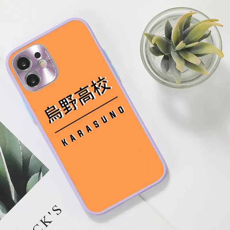 

HAIKYUU!! School badge style Phone Case Color Matte Transparent for iPhone 7 8 11 12 s mini pro X XS XR MAX Plus funda