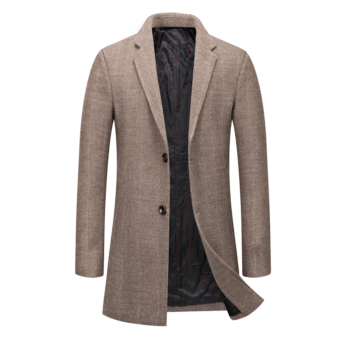 

YUNCLOS Men's Two Buttons Solid Color Lapel Coat Gray And Brown Business Handsome Autumn Wear Slim With Four Pockets Comfortable