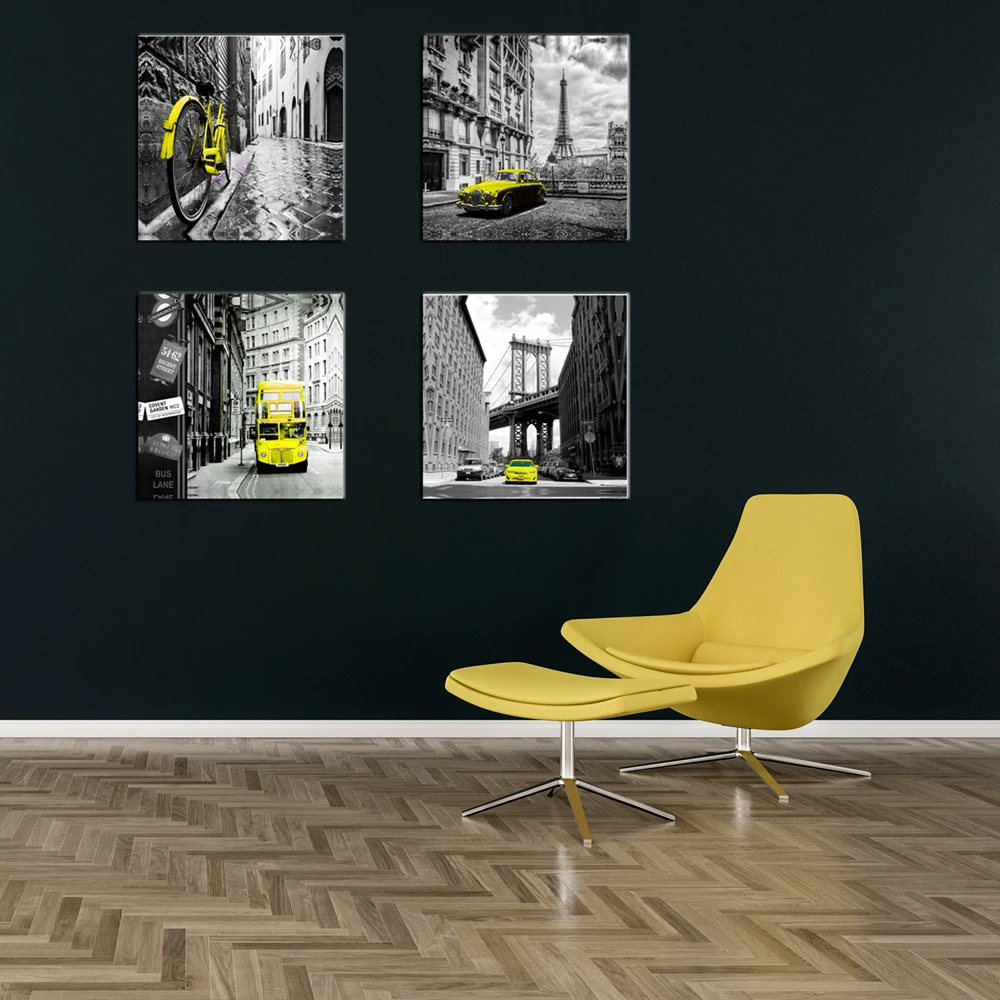 Холст настенное искусство черный и белый город Париж лондонские здания улица