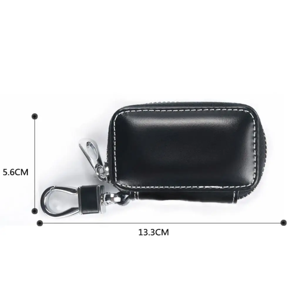 

Leather Car Key Case Key Chain Coin Holder Bag withZipper for Men Fashion Key Organizer Car Key Holder Wallets Pouch Black Brown