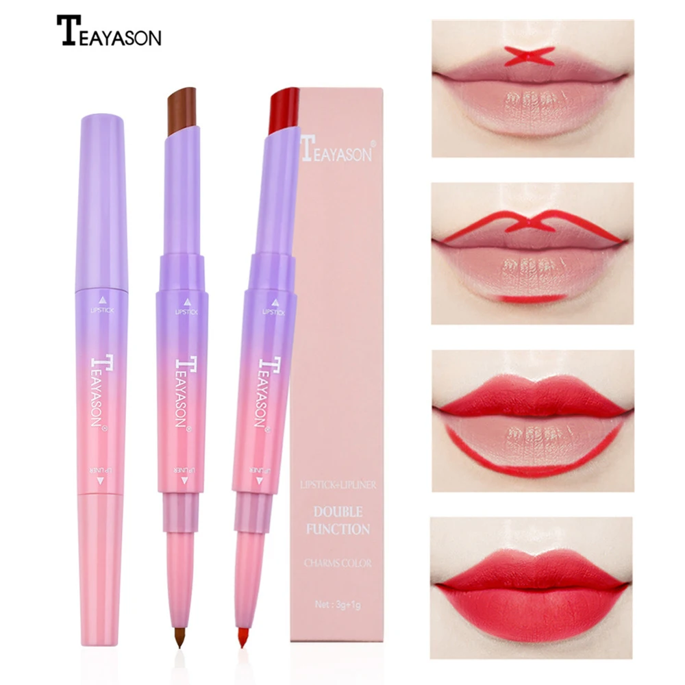 12 цветов TEAYASON матовая помада 2 в 1 водостойкий лайнер для губ стойкие увлажняющие