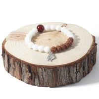 rudraksha white clammens and womens elastic rope bracelet charm fashion energy bangle shell pendant semi precious jewelry