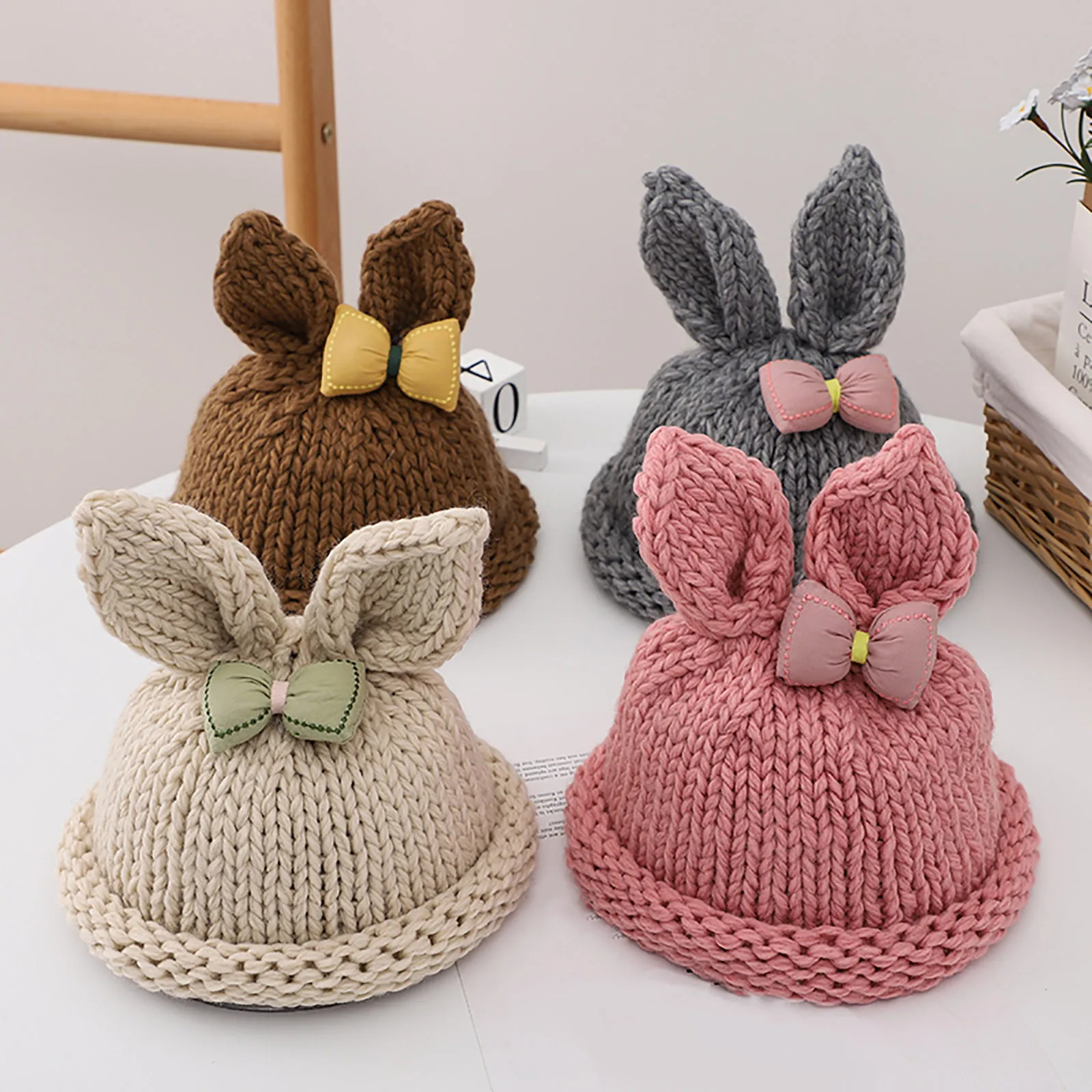 

baby beanie Winter girl's woolen hat children's hat winter warm hat windproof and warmth plush cartoon rabbit ear hat 6*