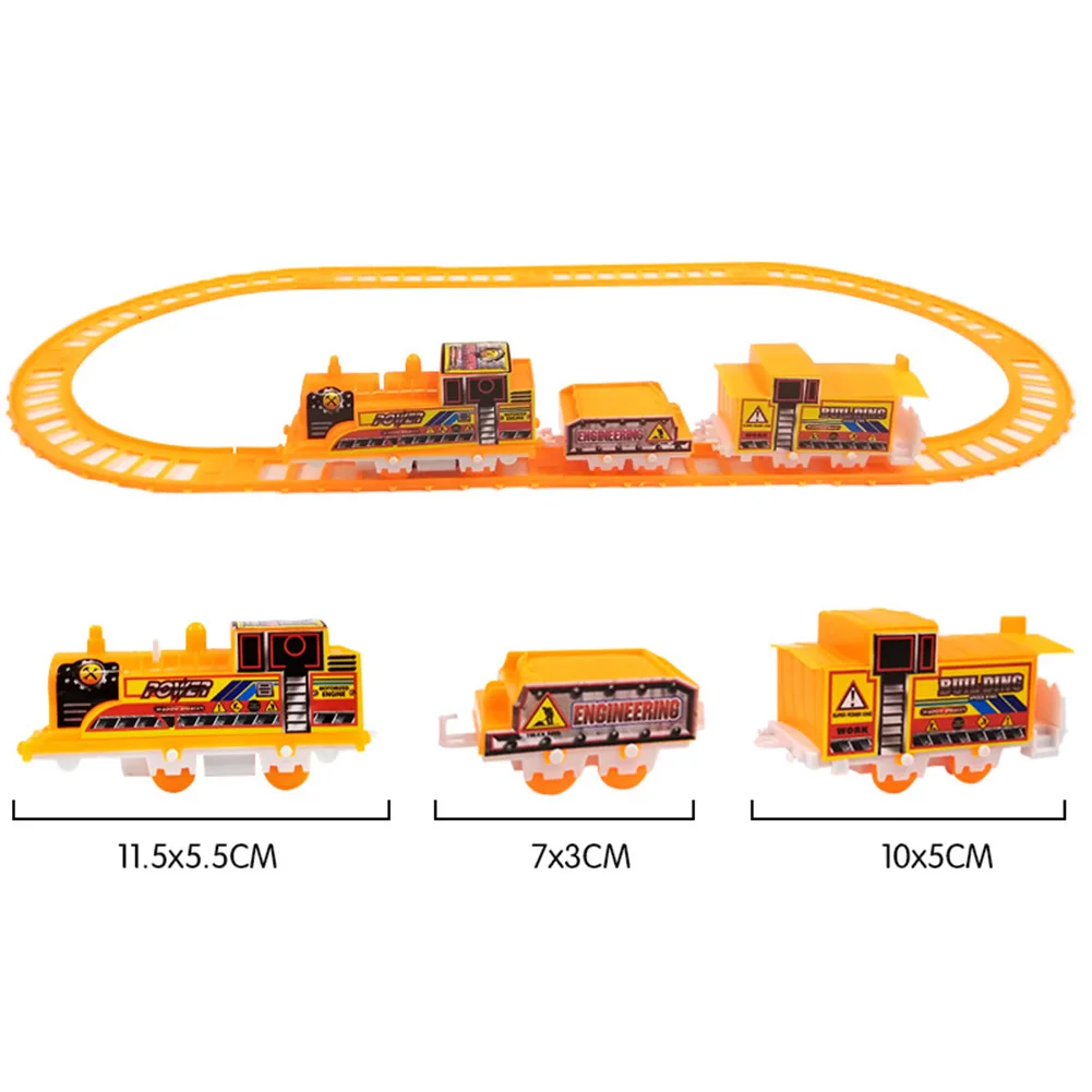 

DIY Building ToyPlastic Electric Railway Train Model Set Head with Two Carriages Track Transportation Educational Christmas Gift