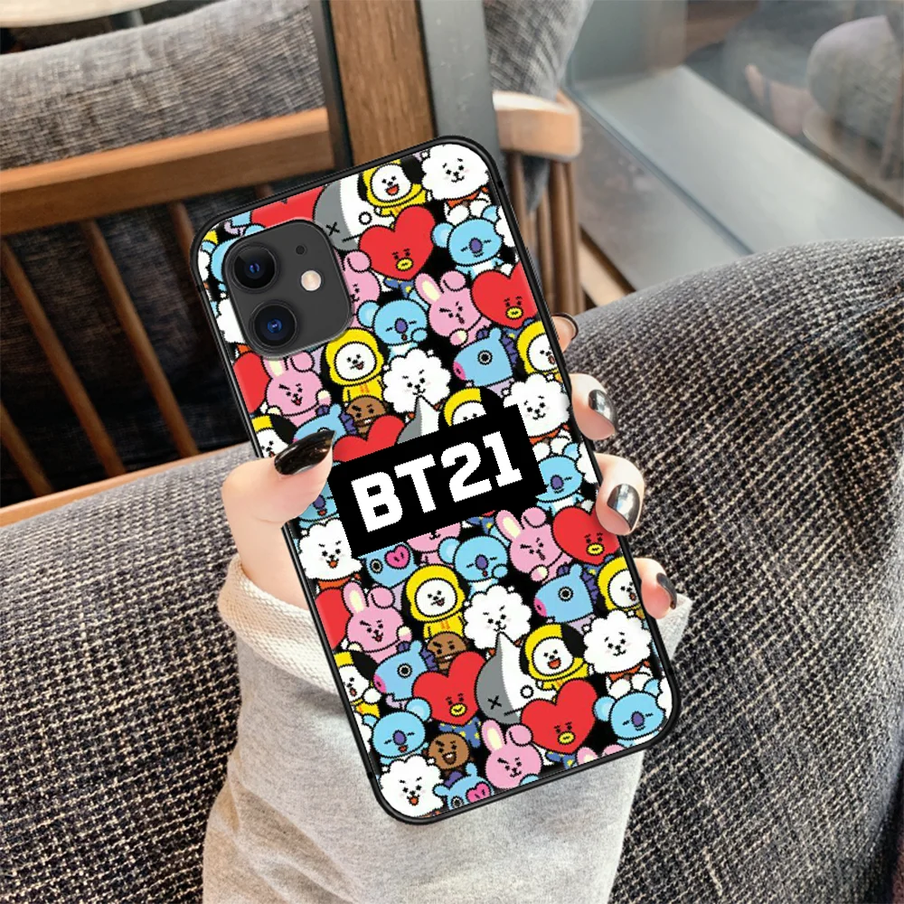 

Cartoon Cute BT-21 Bangtan Phone Case Cover Hull For iphone 5 5s se 2020 6 6s 7 8 12 mini plus X XS XR 11 PRO MAX black Back