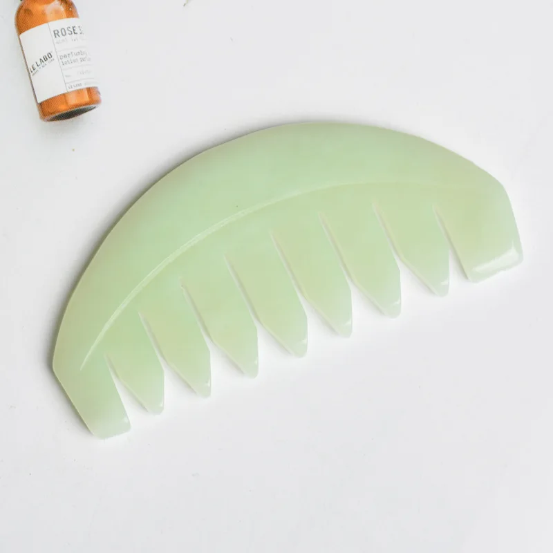 

Natural Jade Stone Guasha Gua Sha Board Comb Shape Massage Hand Scalp Hair Relaxation Comb Health Care brush scalp massage comb