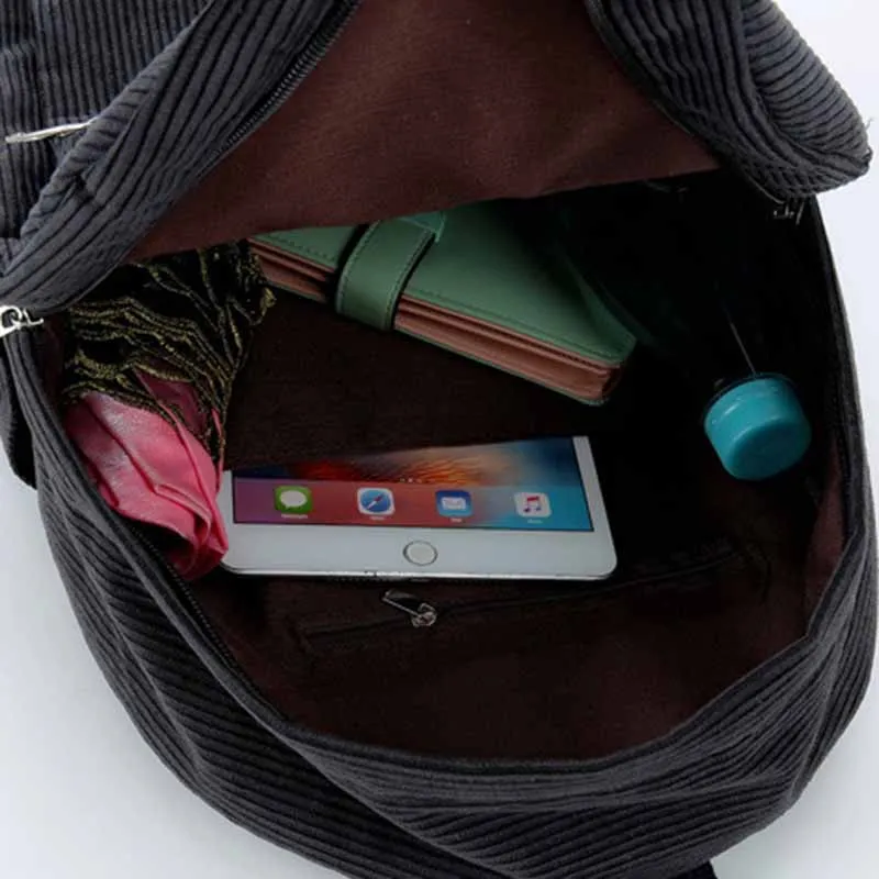 

Backpacks Unisex Corduroy Solid College Style Simple Casual School-bag Students Harajuku High-capacity Backpack Female Autumn