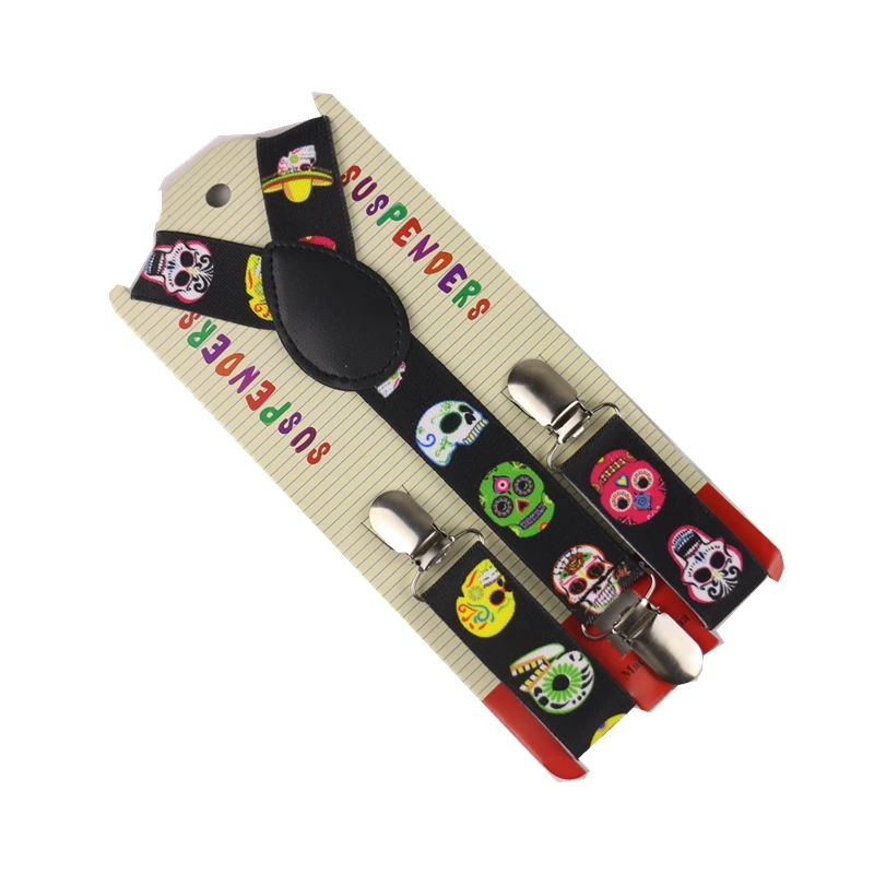 Бесплатная доставка Новинка 2019 года милые черные подтяжки с черепом для