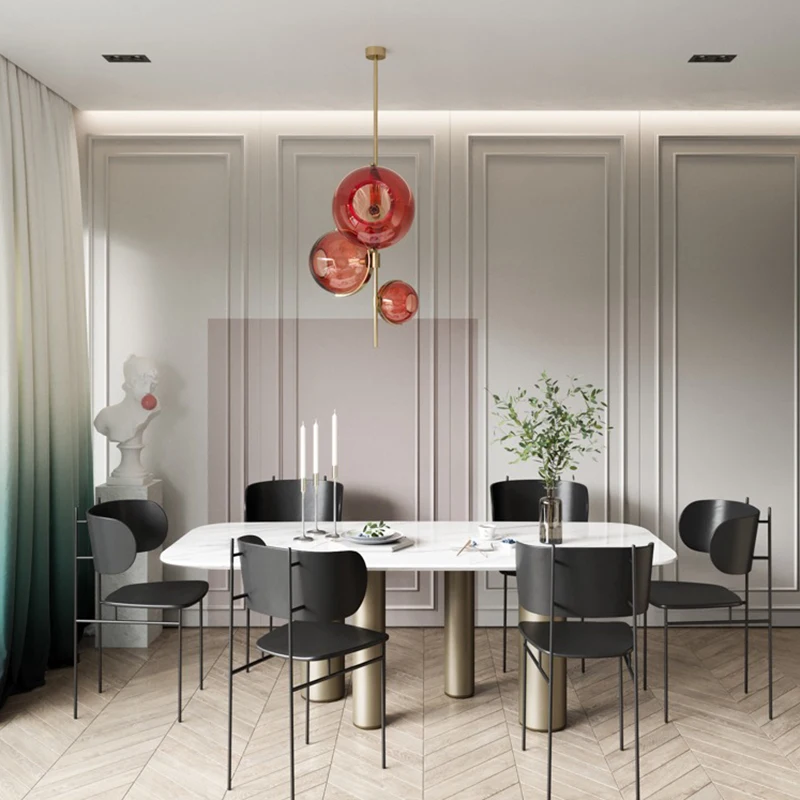 Скандинавские красные большие стеклянные подвесные светильники для гостиной