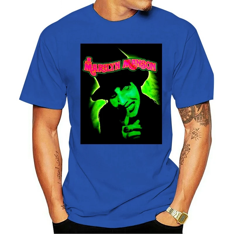 Модная футболка для отдыха 2021 хлопок с круглым вырезом новинка Мэрилин Мансон