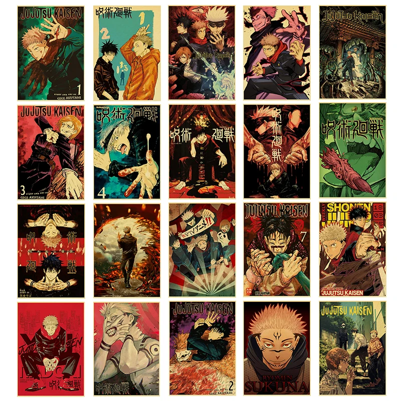 

Japanese Anime Canvas Painting Jiu-Jitsu Kaisen Retro Posters and Prints Print Mural Pictures Children's Room Home Wall Decor