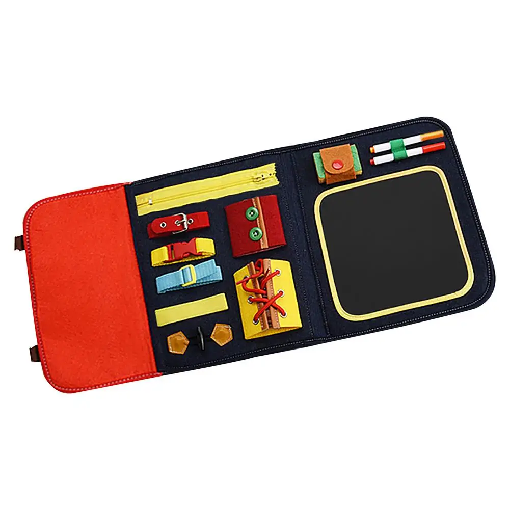 

Portable Sensory Learning Bag Preschool Enlightenment Busy Drawing Board Toys For Learning Basic Dress Skills Fine Motor Skills