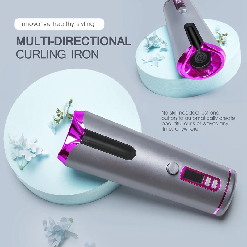 

Cordless Automatic Hair Curler USB Rechargeable Auto Curling Iron for Curls Waves LCD Curly Hair Styling Tools
