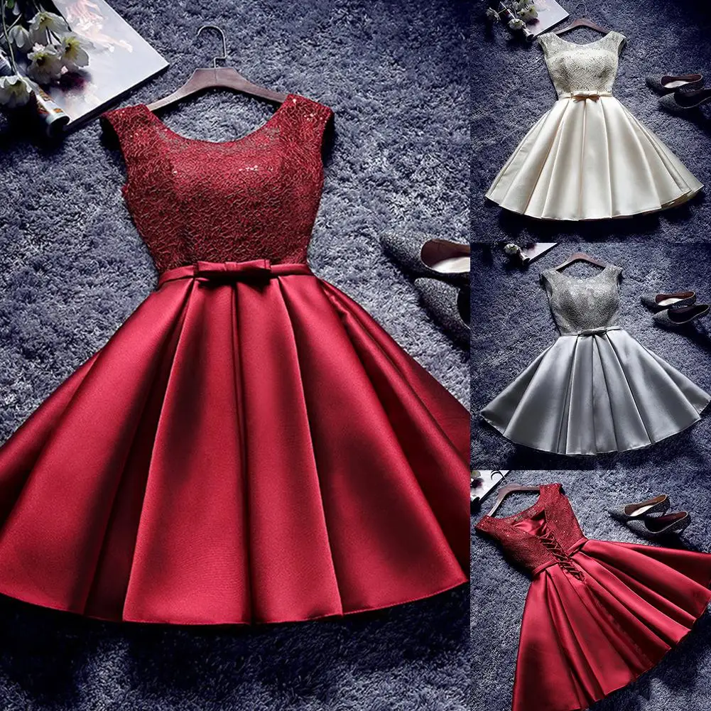 Лидер продаж! Женское однотонное платье мини с цветочным кружевом без рукавов и