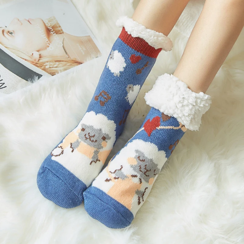 

Lady warm socks slippers indoor cartoon soft plush bedroom slippers