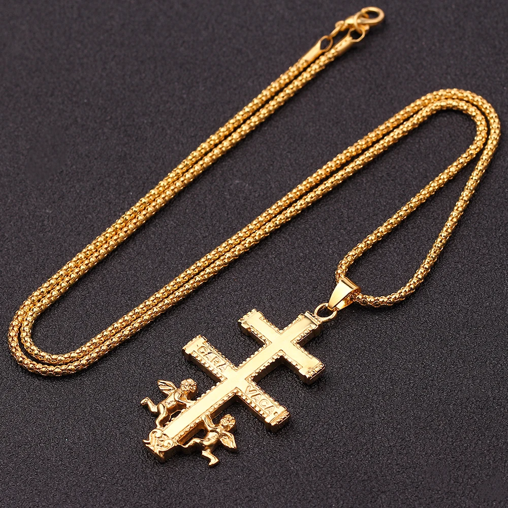 Католическое ожерелье Каравака с распятием православный крест России херувимом