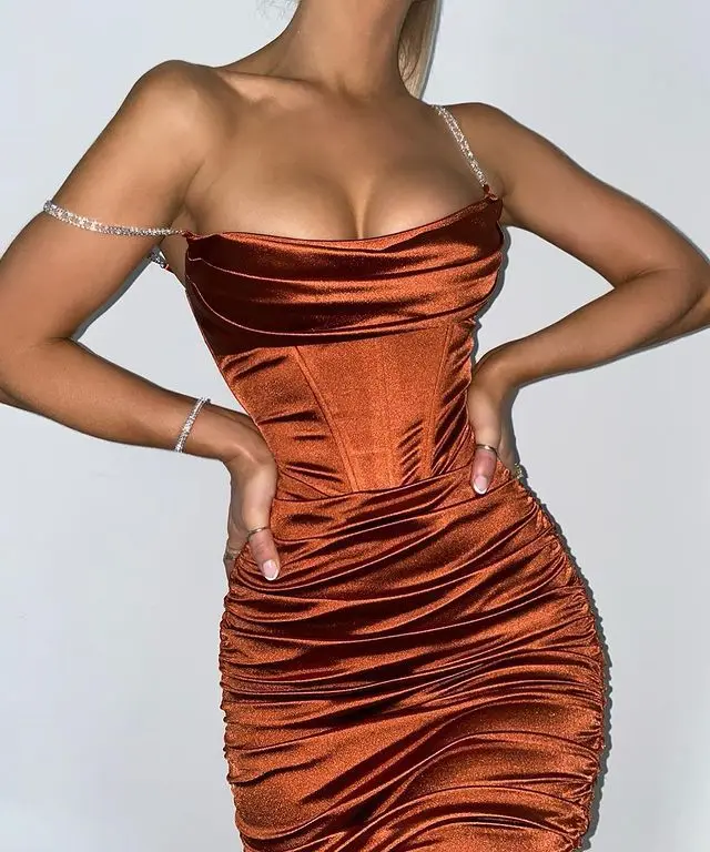 

Stain Lace Up Bodycon Dresses Sleeveless Backless Sexy Party Club Dreseses Spaghetti Straps Casual Ruffles Street Beachwear 2021