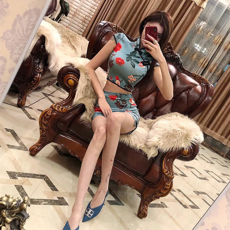 Новый Улучшенный комплект Чонсам в стиле ретро из 2 предметов 2019 модные вечерние