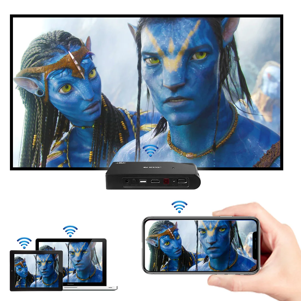 Карманный Wi Fi проектор Мини HD DLP батарея поддержка 1080P Airplay 3D маленький