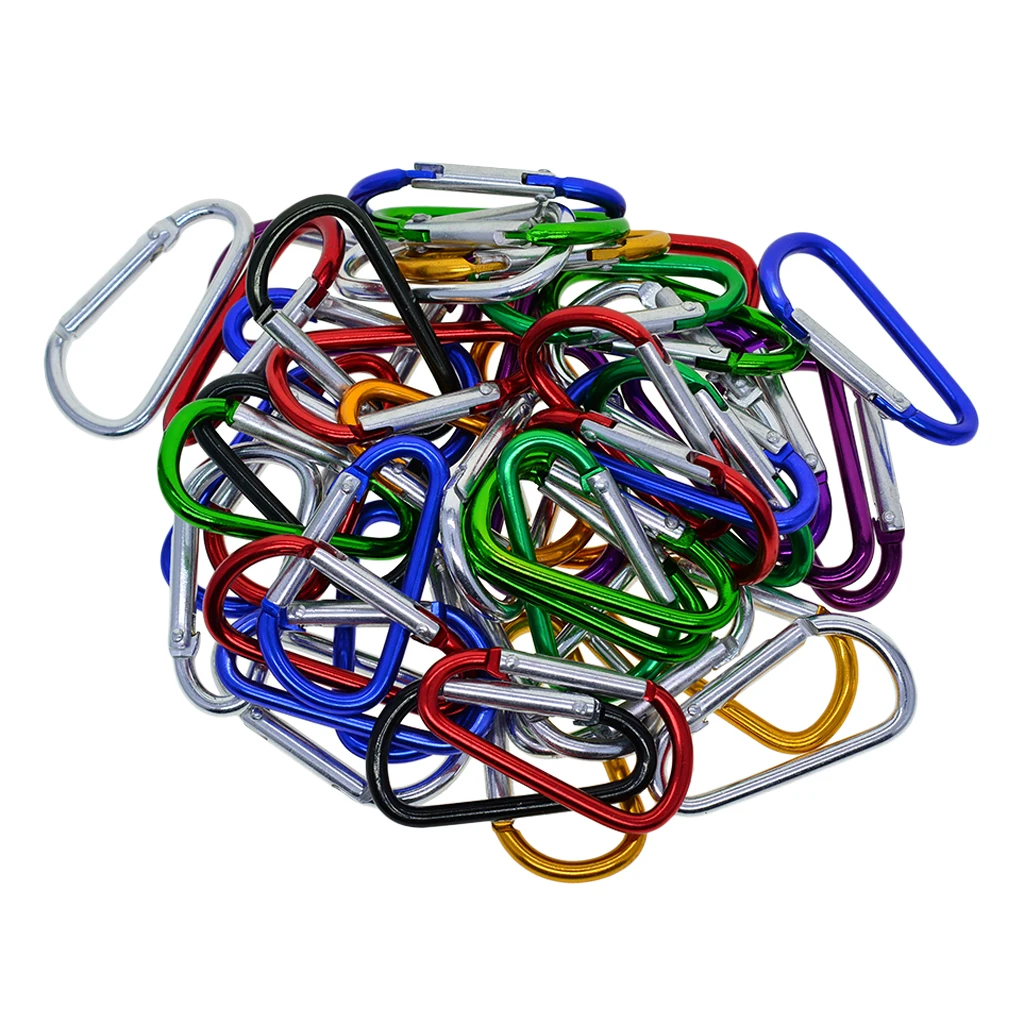 Алюминиевый карабин в форме D 50 шт./компл. зажим для брелка пружинный брелока