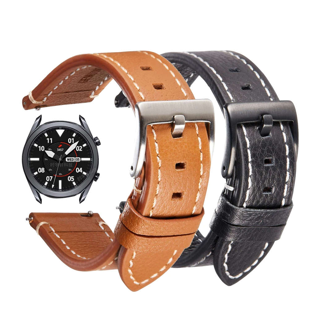 

Genuine Leather Watch Strap 20MM 22MM For Samsung Galaxy Watch 42 46mm S2/3 Sport Watch3 41mm 45mm Active 3 2 40mm 44mm Band