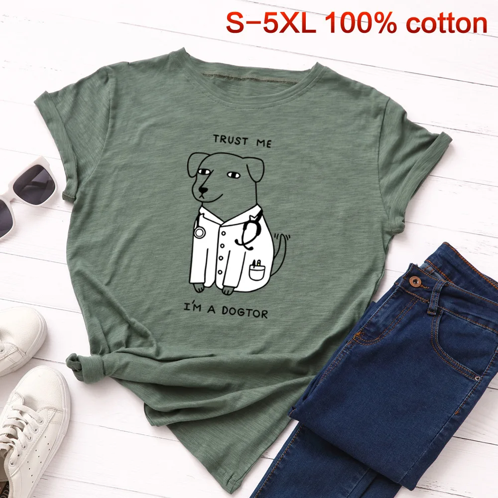 Женская футболка 100% хлопок с рисунком милой собаки футболки коротким рукавом