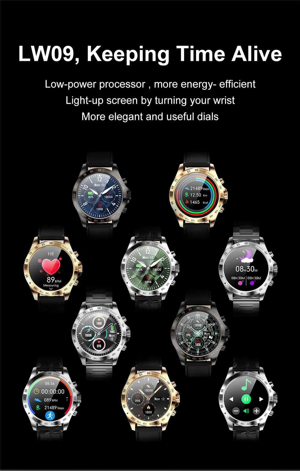 

Smart Watch Full Touch Bluetooth Stainless Steel Sport Tracking Heart Rate Men Women Waterproof Smart Watch for Android IOS