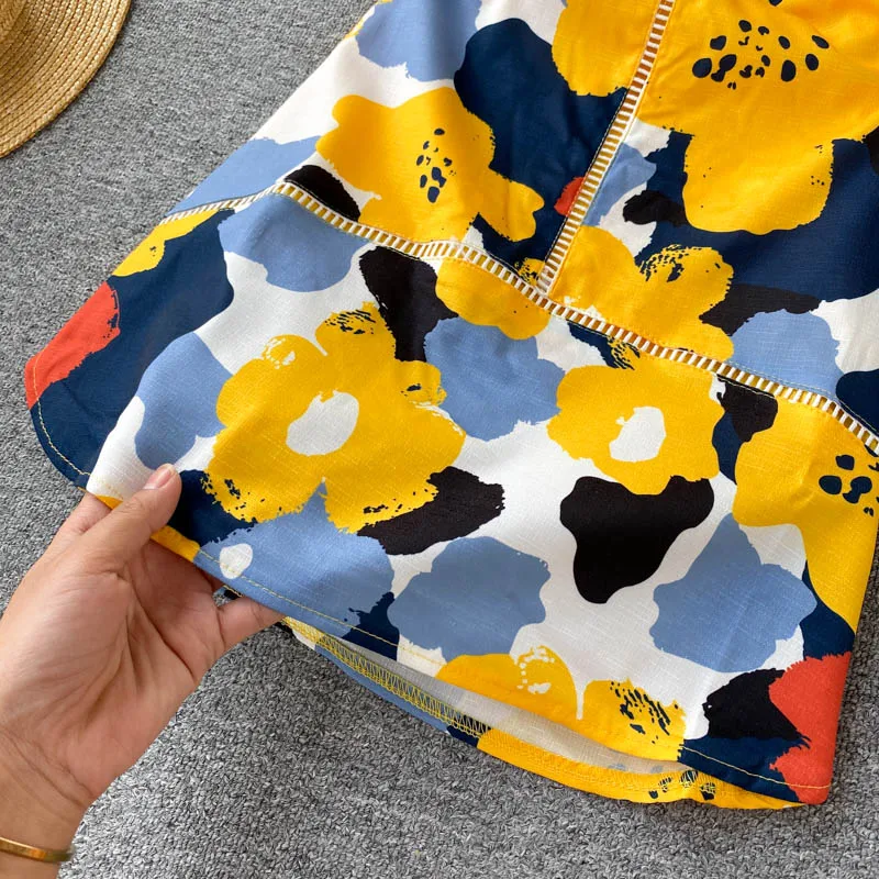 Женское платье с коротким рукавом желтое элегантное цветочным принтом