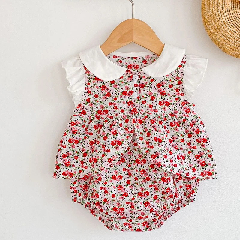 

Комбинезон для новорожденных девочек, хлопок, с цветочным принтом